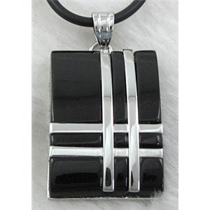 Acrylic Necklace, alloy, rubber cord, 22x32mm, 16 inch length [FGNK35C01]