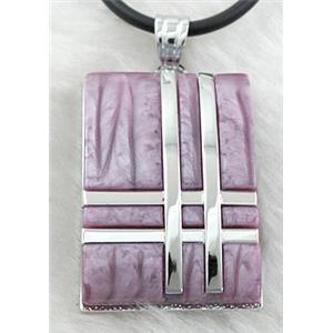 Acrylic Necklace, alloy, rubber cord, 22x32mm, 16 inch length [FGNK35C03]