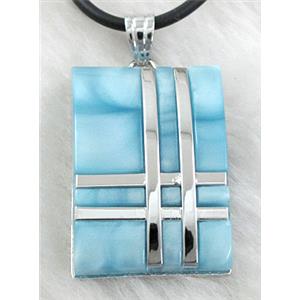 Acrylic Necklace, alloy, rubber cord, 22x32mm, 16 inch length [FGNK35C04]
