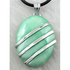 Acrylic Necklace, alloy, rubber cord, 25x35mm, 16 inch length [FGNK36C01]