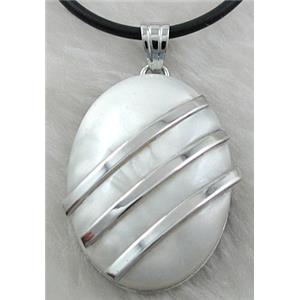 Acrylic Necklace, alloy, rubber cord, 25x35mm, 16 inch length [FGNK36C03]