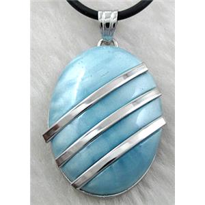 Acrylic Necklace, alloy, rubber cord, 25x35mm, 16 inch length [FGNK36C04]