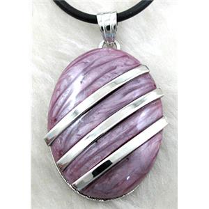 Acrylic Necklace, alloy, rubber cord, 25x35mm, 16 inch length [FGNK36C05]