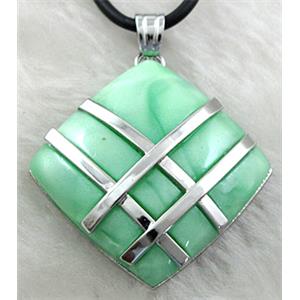 Acrylic Necklace, alloy, rubber cord, 35x35mm, 16 inch length [FGNK37C02]