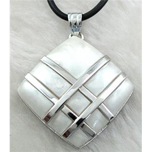 Acrylic Necklace, alloy, rubber cord, 35x35mm, 16 inch length [FGNK37C03]