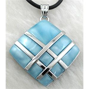 Acrylic Necklace, alloy, rubber cord, 35x35mm, 16 inch length [FGNK37C05]