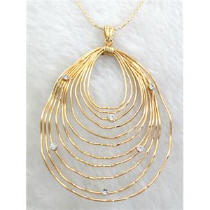 Handcraft Necklace, copper, gold plated, nickel free, lead free, 53x65mm, 16 inch length [FGNK38-A2316]