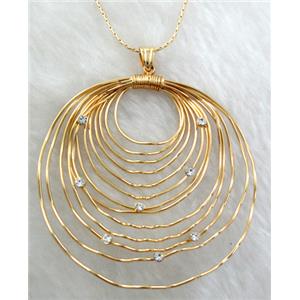 Handcraft Necklace, copper, gold plated, nickel free, lead free, 60mm dia, 16 inch length [FGNK38-A2318]