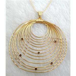 Handcraft Necklace, copper, gold plated, nickel free, lead free, 60mm dia, 16 inch length [FGNK38-A2321]