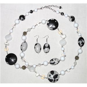 DIY Plastic Necklace, mixed color, 35mm dia,14mm, 10mm,19x19mm,20x28mm,40 inch length [FGNK80095MIX]