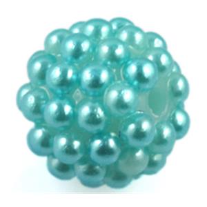 resin bead, round, aqua, 14mm dia, 2.5mm hole [FGOTH21]