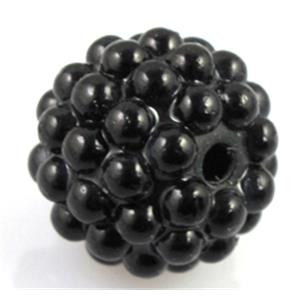 resin bead, round, black, 14mm dia, 2.5mm hole [FGOTH28]