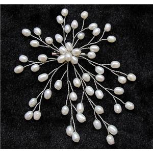 handmade brooch with freshwater pearl beads, approx 89-108mm [FGOTH29]
