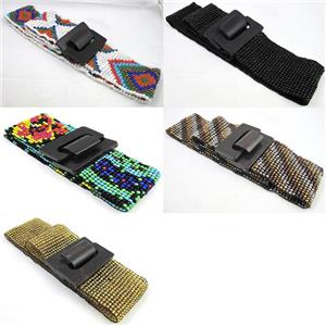 waistband with glass bead, stretchy, handmade, mixed, approx 65mm wide, 70cm length [FGOTH37]