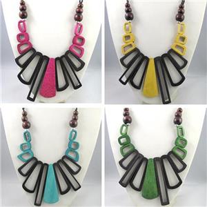 fashion necklace with wood bead, handmade, mixed, approx 13-70mm, 66cm length [FGOTH38]