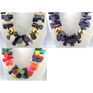 fashion necklace with wood bead, handmade, mixed, approx 14x34mm, 8mm, 25mm, 66cm length [FGOTH39]