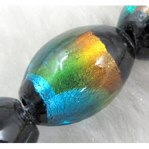 Rice dichromatic Foil Glass Lampwork Bead, 12x16mm, 25pcs per st [FGOVA012C02]