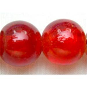 Red, Silver Foil Glass Round Beads, 10mm dia [FGRD04-10MM]
