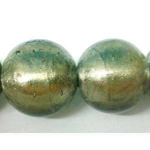 Sterling Silver Foil Round glass bead, grey, 18mm dia, 22pcs per st [FGRD20-925]