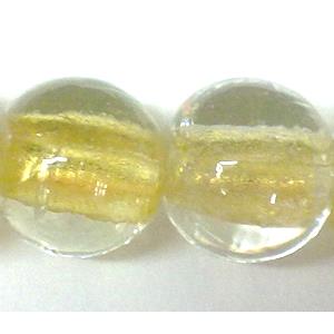 24K Gold Foil Round glass bead, clear, 14mm dia, 28pcs per st [FGRD21-24KG14MM]