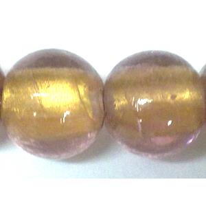 24K Gold Foil Round glass bead, purple, 18mm dia, 22pcs per st [FGRD28-24KG18MM]