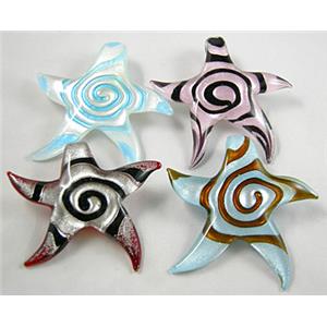 Mix Handmade Foil Glass Swirl starfish pendant, 60mm diameter [FGS-PD-STARF03-60MM]