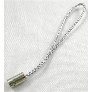 Mobile phone cord, silver, tube:4mm dia, 50mm length [FGSH009]