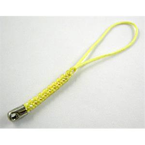 Mobile phone rope, Yellow, String hanger with ends tube, 7cm(2.7 inch) length [FGSH011C01]