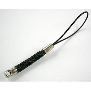 mobile phone strap, Black, String hanger with ends Clasp, 7cm(2.7 inch) length [FGSH012C05]