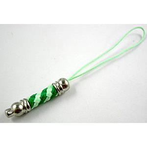 Mobile phone rope, Green String hanger with copper ends Clasp, 6.5cm(2.5 inch) length [FGSH013C04]
