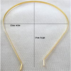 Gold Plated steel Hair Bands, Nickel Free, 12x14cm, 3mm wide, 1mm thin [FSBR01GP]