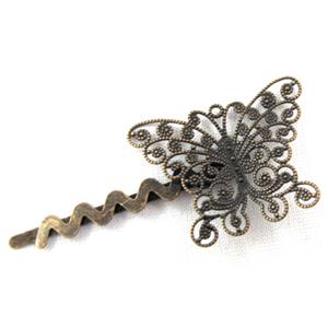 Head Bands, barrette, butterfly, antique bronze, 35x27mm, 65mm length [FSBR13BP]