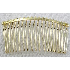 Gold Plated Iron Hair Comb, Ni free, 38x75mm [FSHRIRON-20GP]