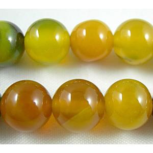 Natural Agate beads, Round, yellow dye, 10mm dia,40pcs per st [GA07]