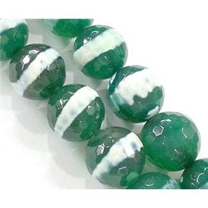 tibetan style green Agate Stone bead, faceted round, line, 12mm dia, 31pcs per st [GA140-12MM]