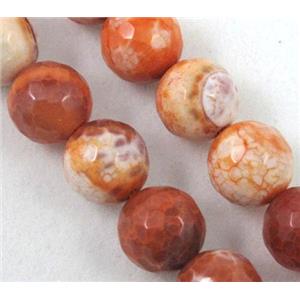 red Fire Agate Stone beads, faceted round, 18mm dia, approx 22pcs per st [GA157-18MM]