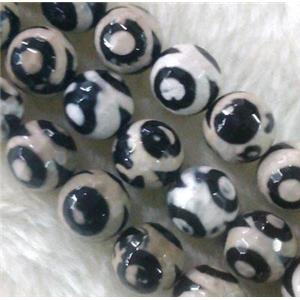 tibetan Agate Stone bead, faceted round, evil eye, 12mm dia, approx 33pcs per st [GA194-12MM]