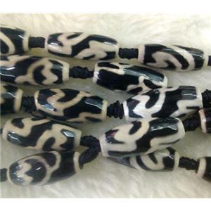 tibet Agate Stone beads, faceted rice, 12x24mm, approx 16pcs per st [GA198]