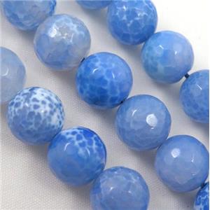 blue Fired Agate Stone beads, faceted round, approx 12mm dia, 15.5 inches [GA199-12MM]