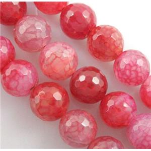 red veins Agate Stone Beads, faceted round, 12mm dia, approx 33pcs per st [GA200-12MM]