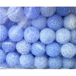 frosted Crackle Agate beads, round, sky-blue, 10mm dia, approx 40pcs per st [GA202-10MM]