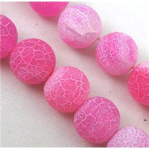 round Crackle Agate Stone beads, frosted, pink, 14mm dia, approx 28pcs per st [GA206-14MM]