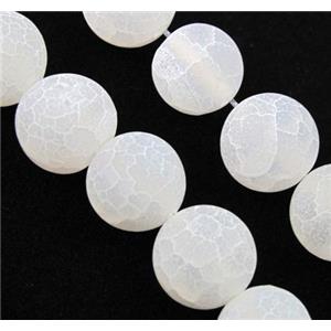 round white frosted Crackle Agate beads, 14mm dia, approx 28pcs per st [GA207-14MM]