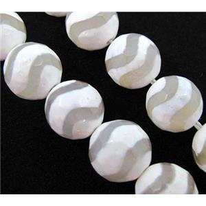 tibetan Agate Stone bead, faceted round, wave, 12mm dia, approx 31pcs per st [GA212-12MM]