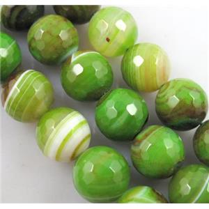 green Striped Agate Stone beads, faceted round, 10mm dia, approx 39pcs per st [GA244-10MM]