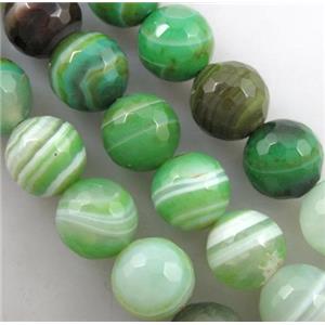 green Striped Agate Stone beads, faceted round, 10mm dia, approx 39pcs per st [GA245-10MM]