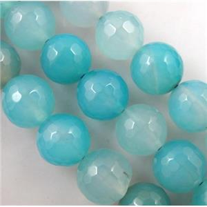 blue Agate Stone beads, faceted round, 12mm dia, approx 33pcs per st [GA248-12MM]