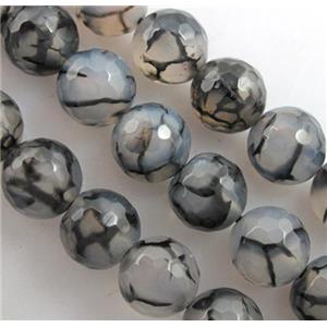 veins Agate Stone bead, faceted round, 12mm dia, approx 33pcs per st [GA249-12MM]