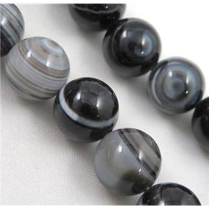 round gray Stripe Agate Stone beads, 12mm dia [GA264-12MM]
