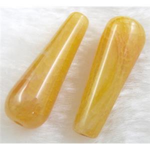 Natural dragon veins Agate beads, teardrop, yellow dye, 14x40mm, 9pcs per st [GA27C01]